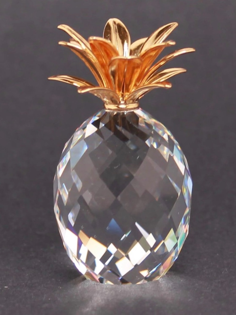 Swarovski Crystal Pineapple Figurine with Gold Top (Small) - Picture 2 of 6